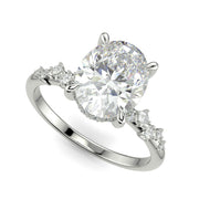 Diana Oval Cut Pave Hidden Halo 4 Prong Claw Set Engagement Ring Setting - Nivetta